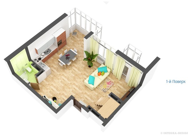 ЖК Гранд Бурже: планування 3-кімнатної квартири 112.34 м²