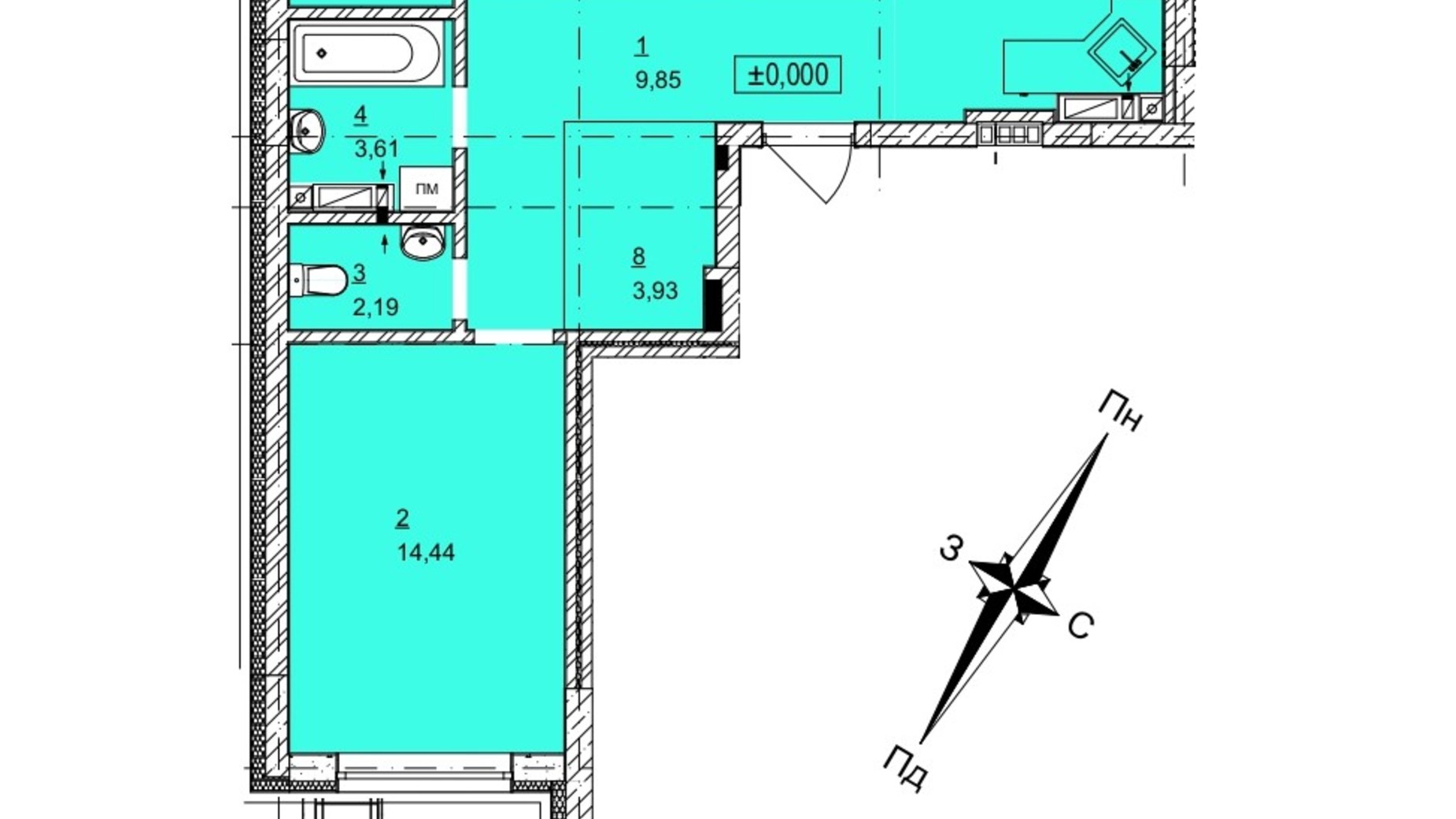 Планировка 3-комнатной квартиры в ЖК Гранд Бурже 82.1 м², фото 629871