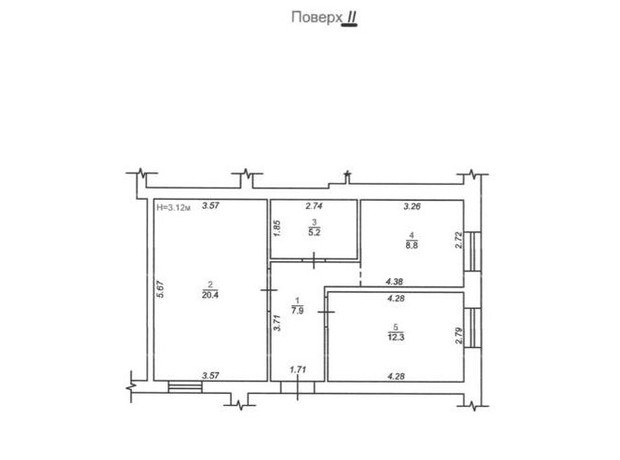 ЖК Мюнхен: планировка 3-комнатной квартиры 54.6 м²