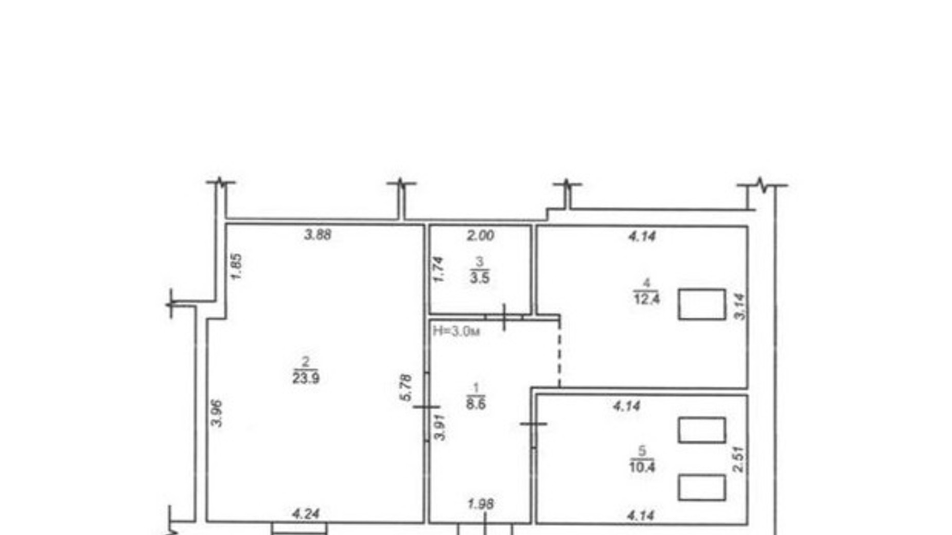 Планировка 3-комнатной квартиры в ЖК Мюнхен 58.8 м², фото 630199