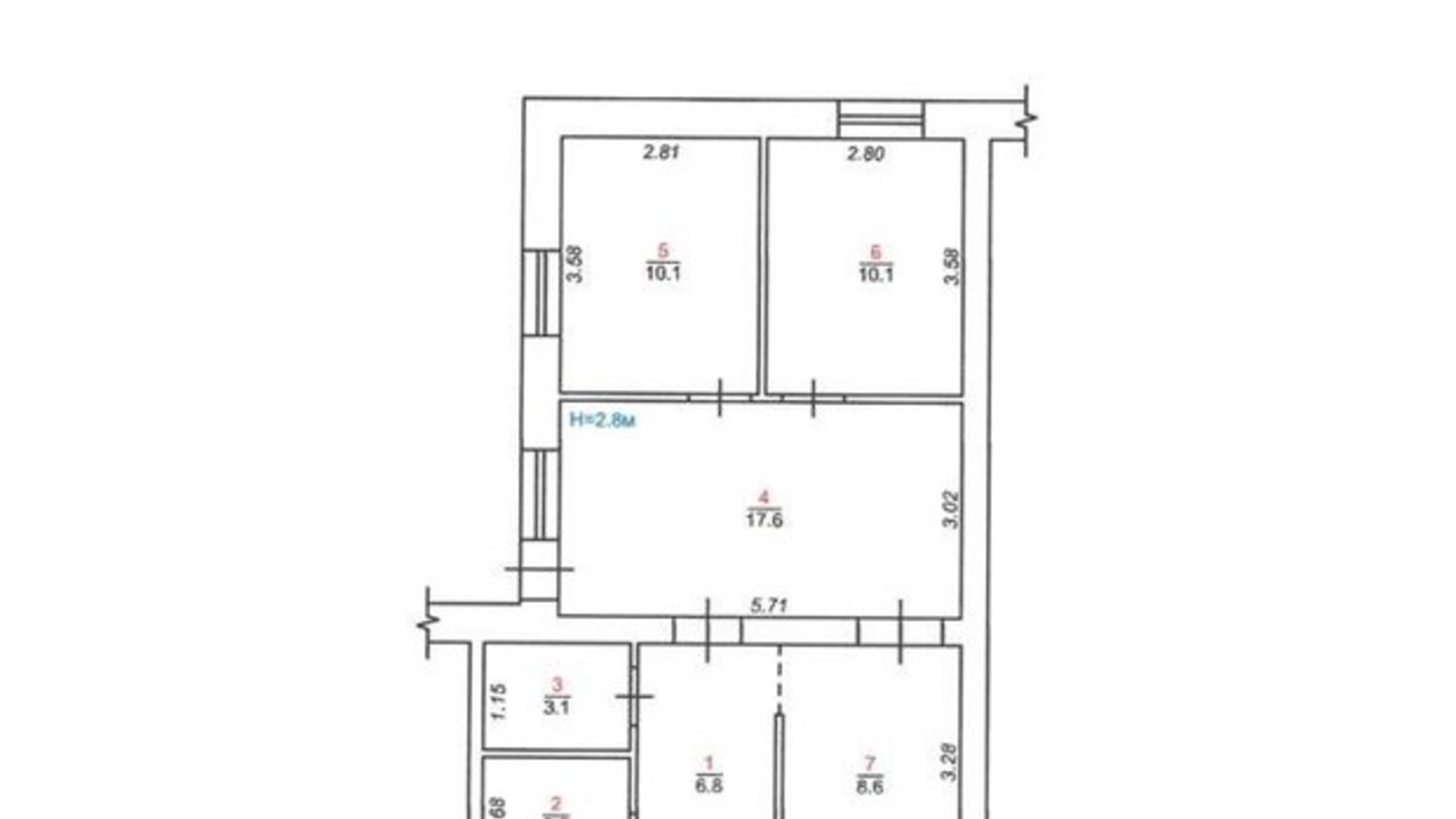 Планировка 3-комнатной квартиры в ЖК Мюнхен 59.8 м², фото 630200