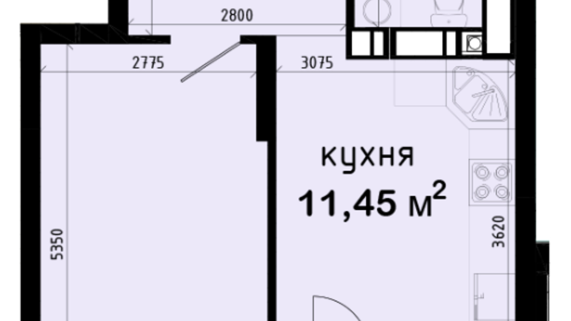 Планировка 1-комнатной квартиры в ЖК Авеню 42 38.9 м², фото 630630