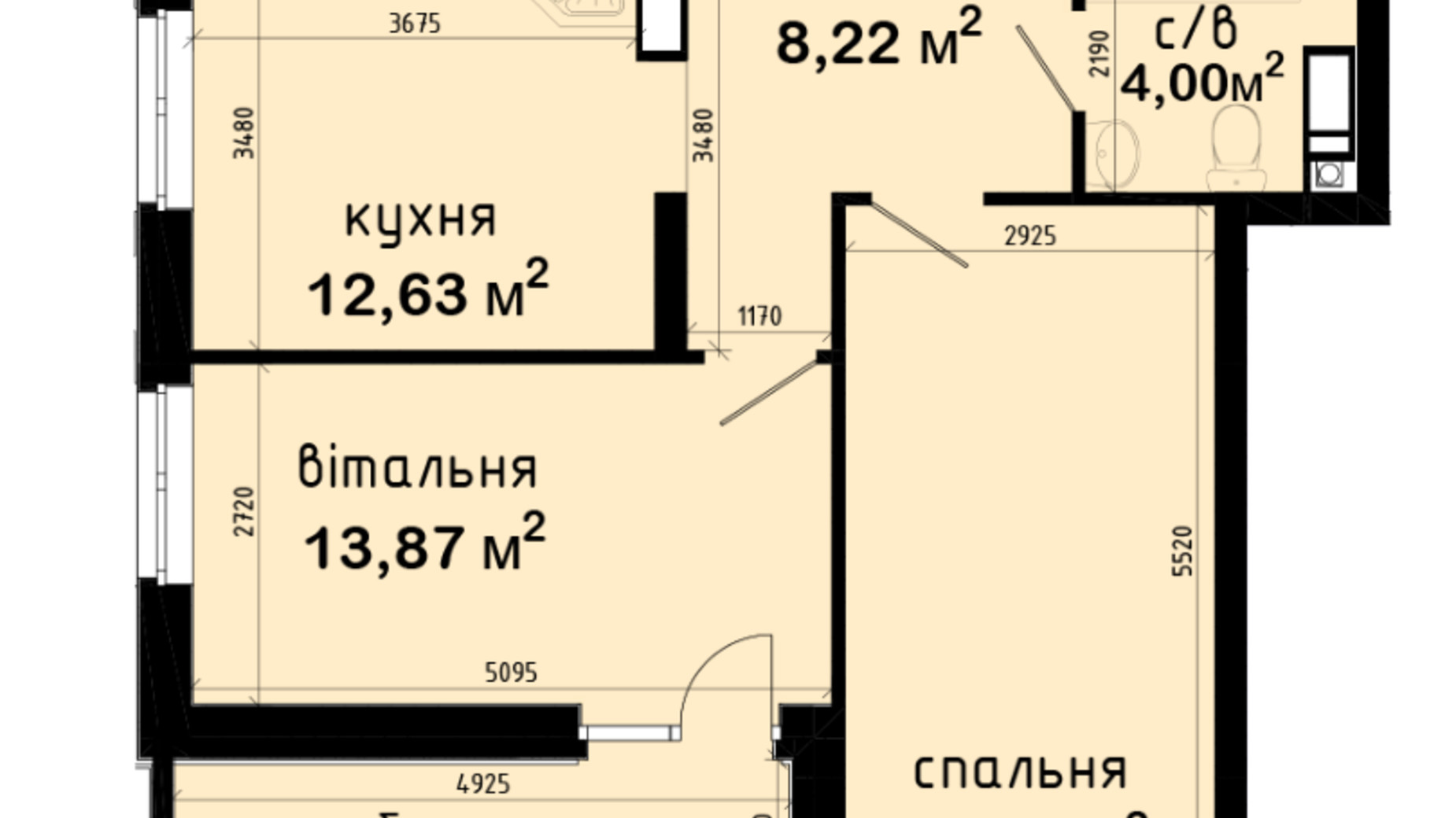 Планування 2-кімнатної квартири в ЖК Авеню 42 56.72 м², фото 630633