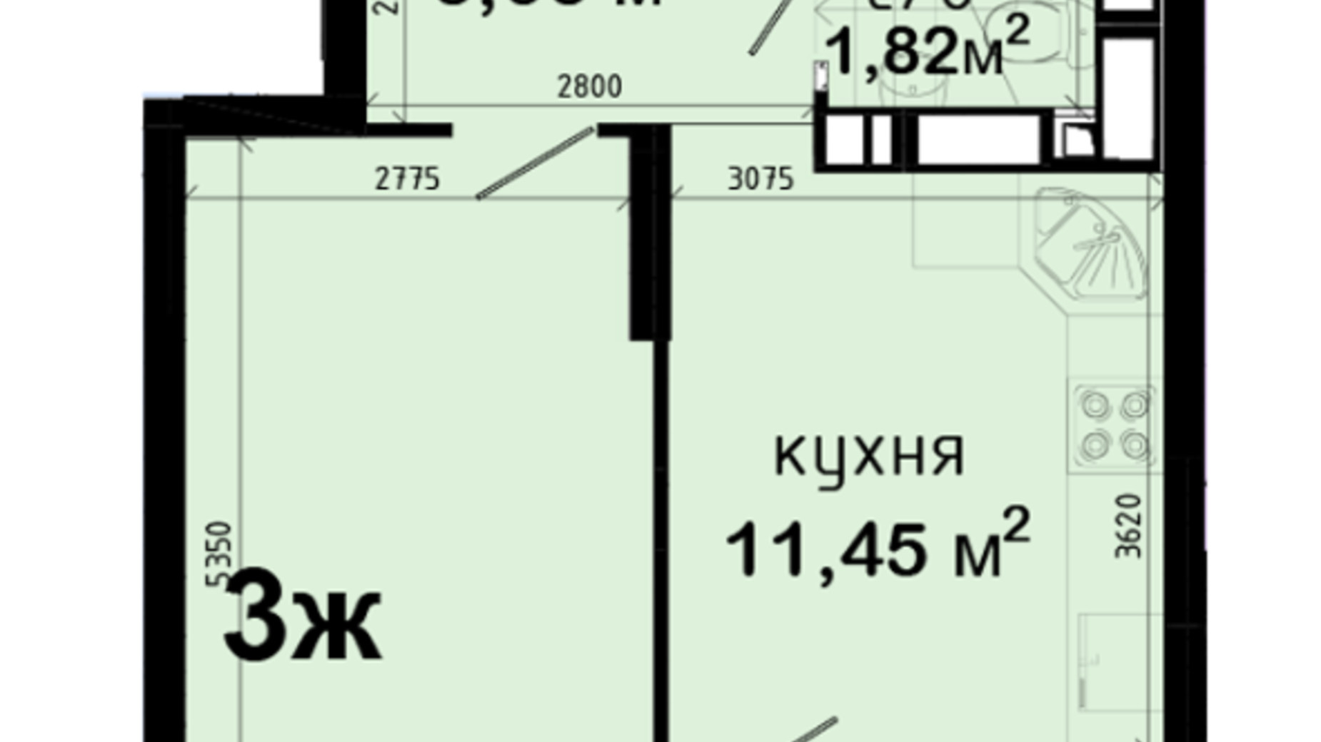 Планировка 3-комнатной квартиры в ЖК Авеню 42 78.26 м², фото 630634