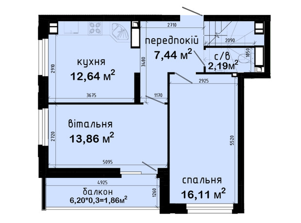 ЖК Авеню 42: планировка 4-комнатной квартиры 110.02 м²