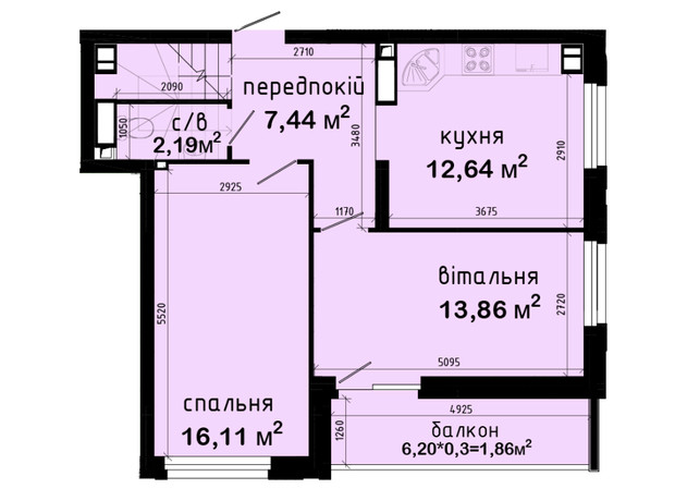 ЖК Авеню 42: планування 4-кімнатної квартири 110.02 м²