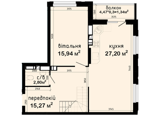 ЖК Авеню 42: планировка 3-комнатной квартиры 126.02 м²