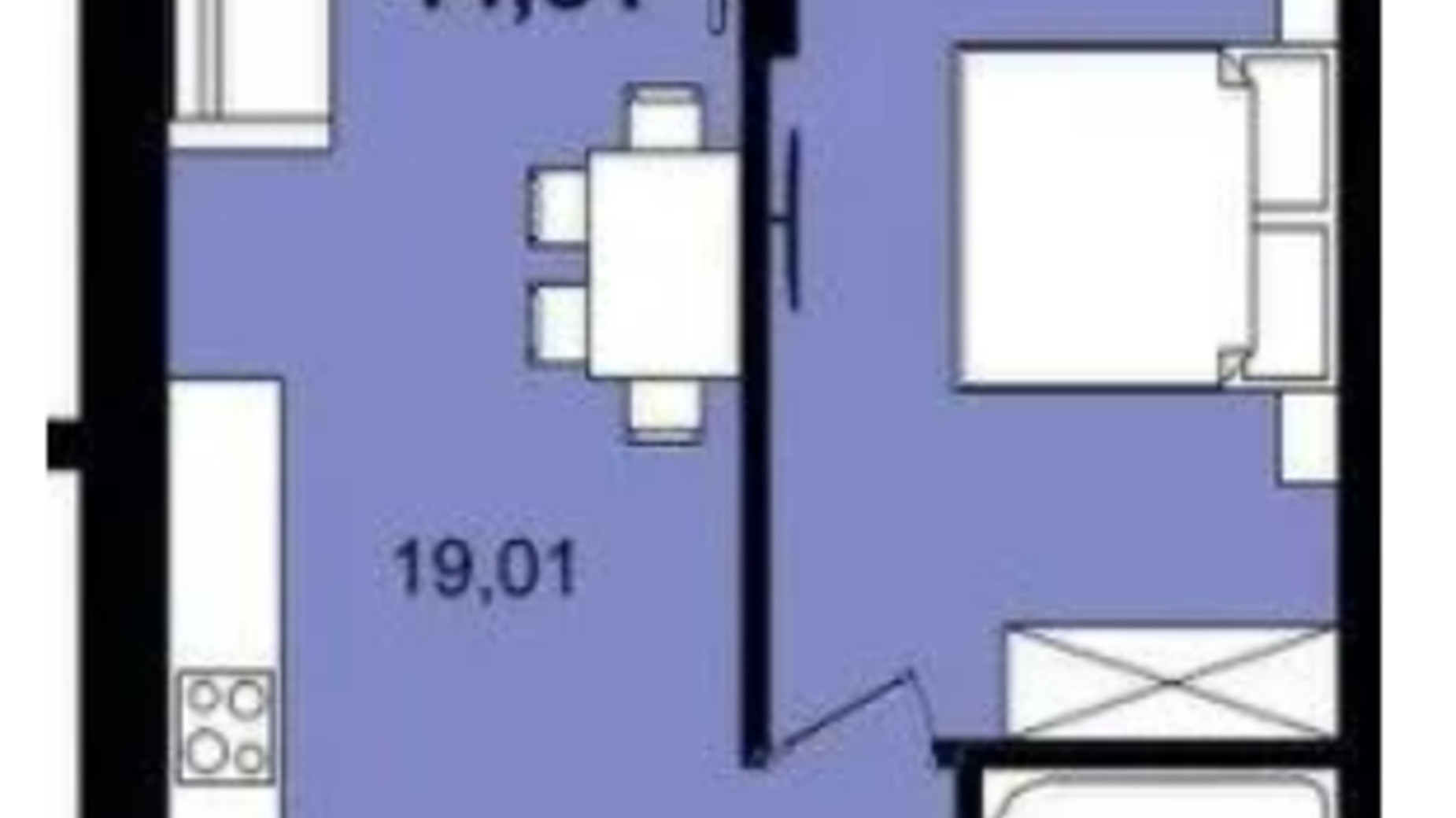 Планировка 1-комнатной квартиры в ЖК Infinity Park 44.51 м², фото 630784