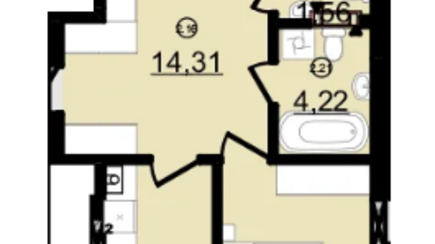 Планировка 3-комнатной квартиры в ЖК Звездный 80.7 м², фото 631551