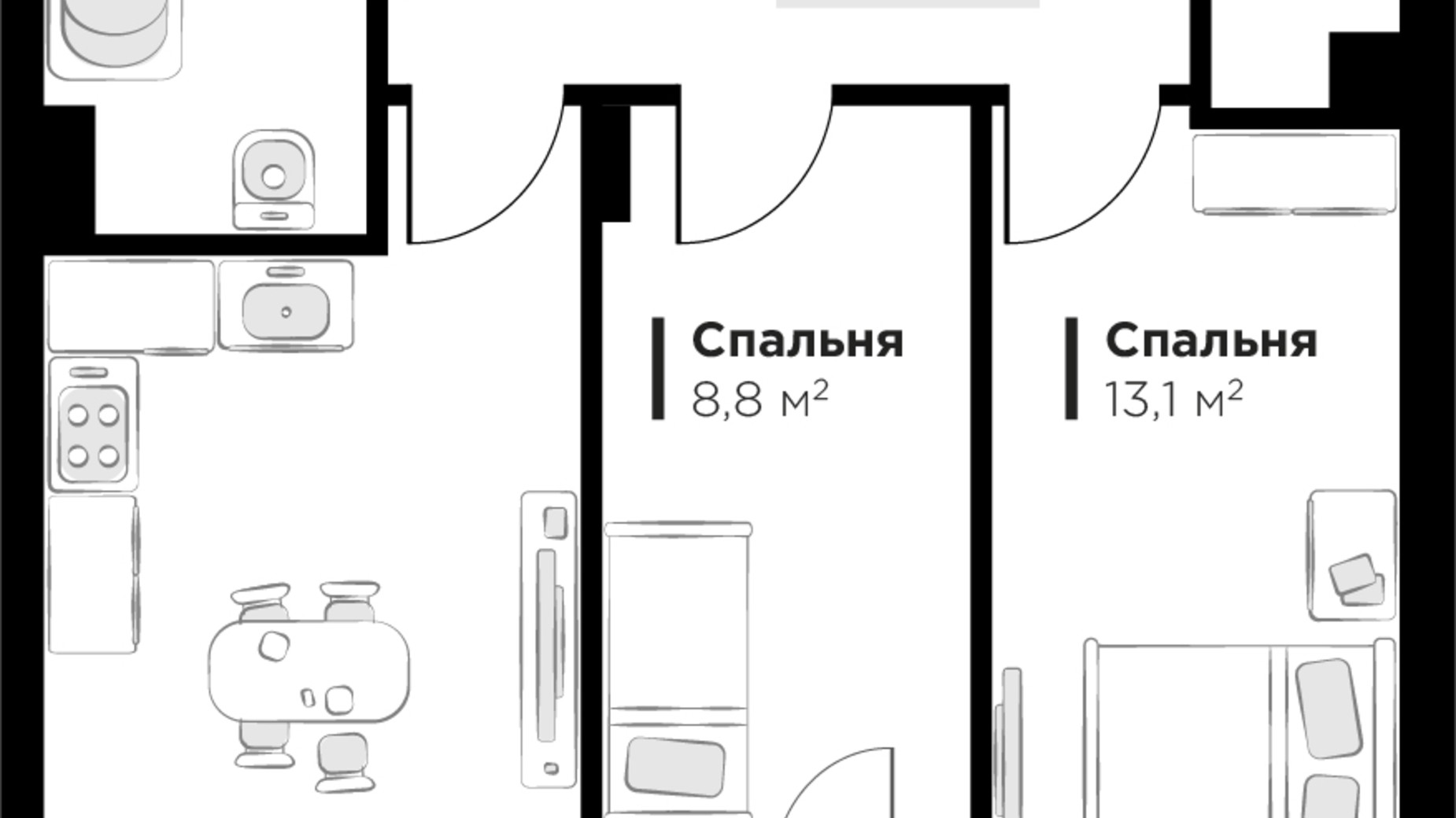 Планировка 2-комнатной квартиры в ЖК Feel House 51.4 м², фото 631628
