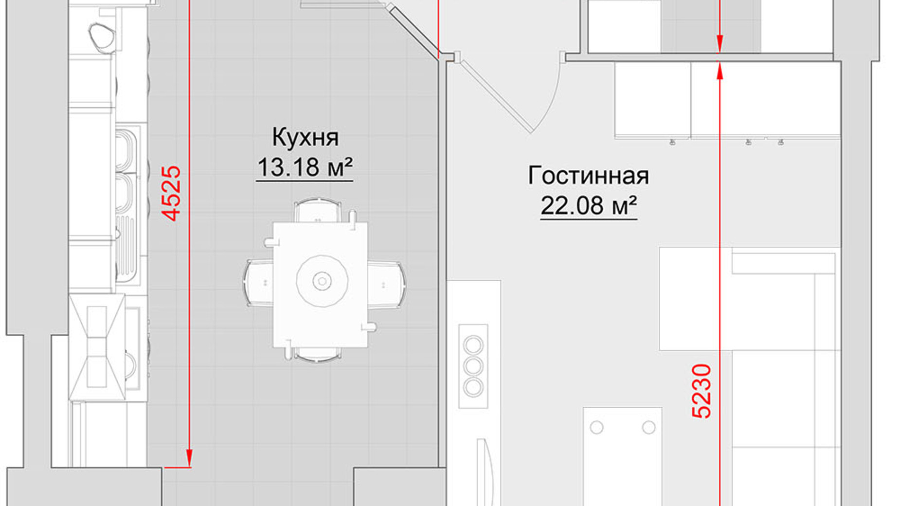 Планування 1-кімнатної квартири в ЖК по вул. Троїцька, 74 58 м², фото 631815