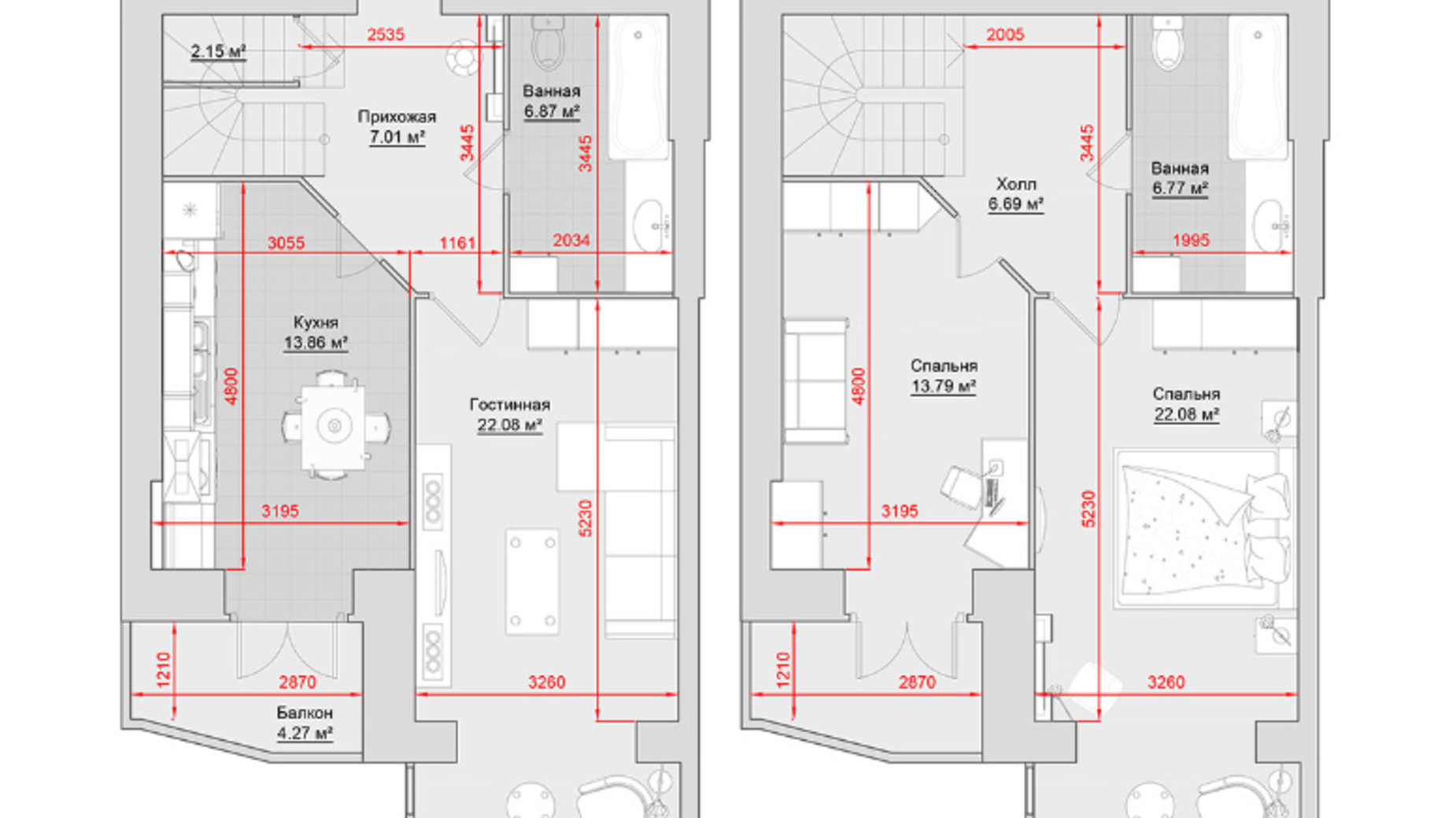 Планування багато­рівневої квартири в ЖК по вул. Троїцька, 74 116 м², фото 631821