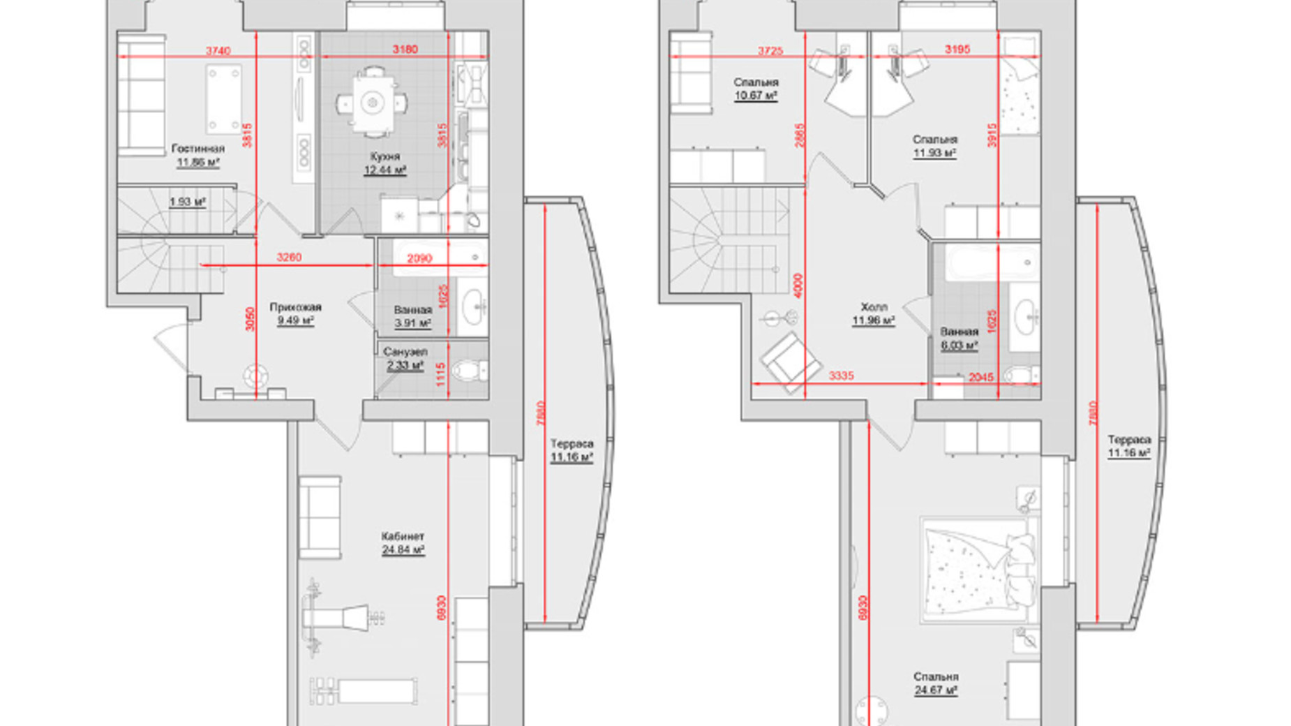 Планировка много­уровневой квартиры в ЖК по ул. Троицкая, 74 166 м², фото 631824