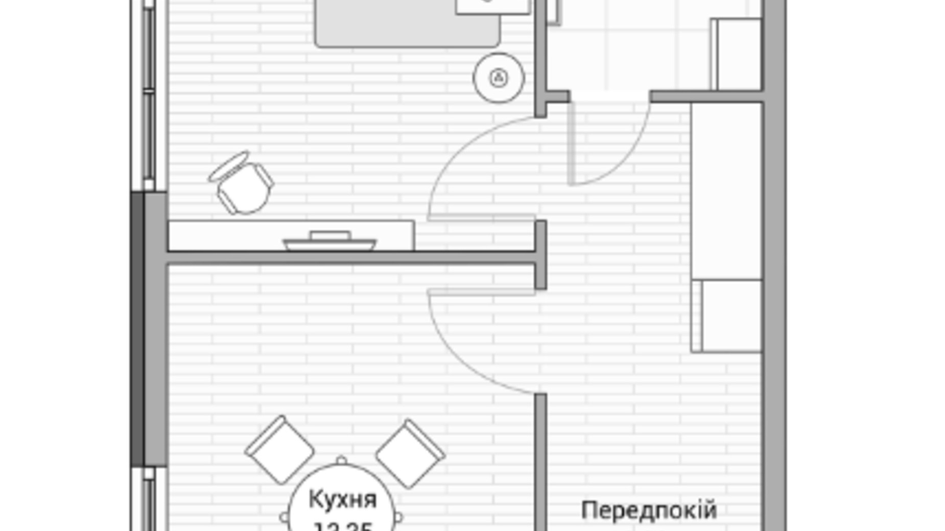 Планировка 1-комнатной квартиры в ЖК Евромісто 41.5 м², фото 631931