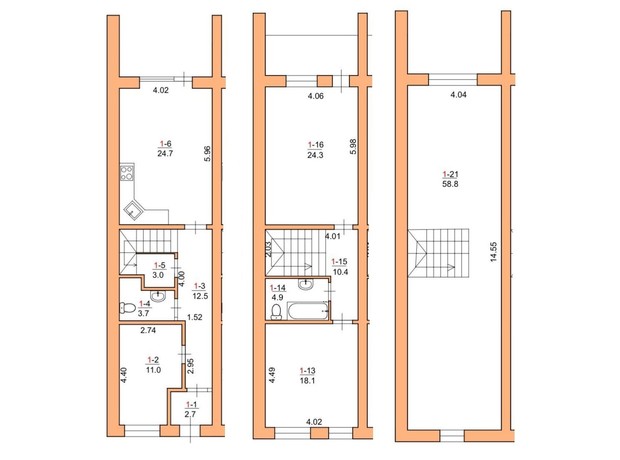 Таунхаус Каdенюк homes: планировка 3-комнатной квартиры 174 м²