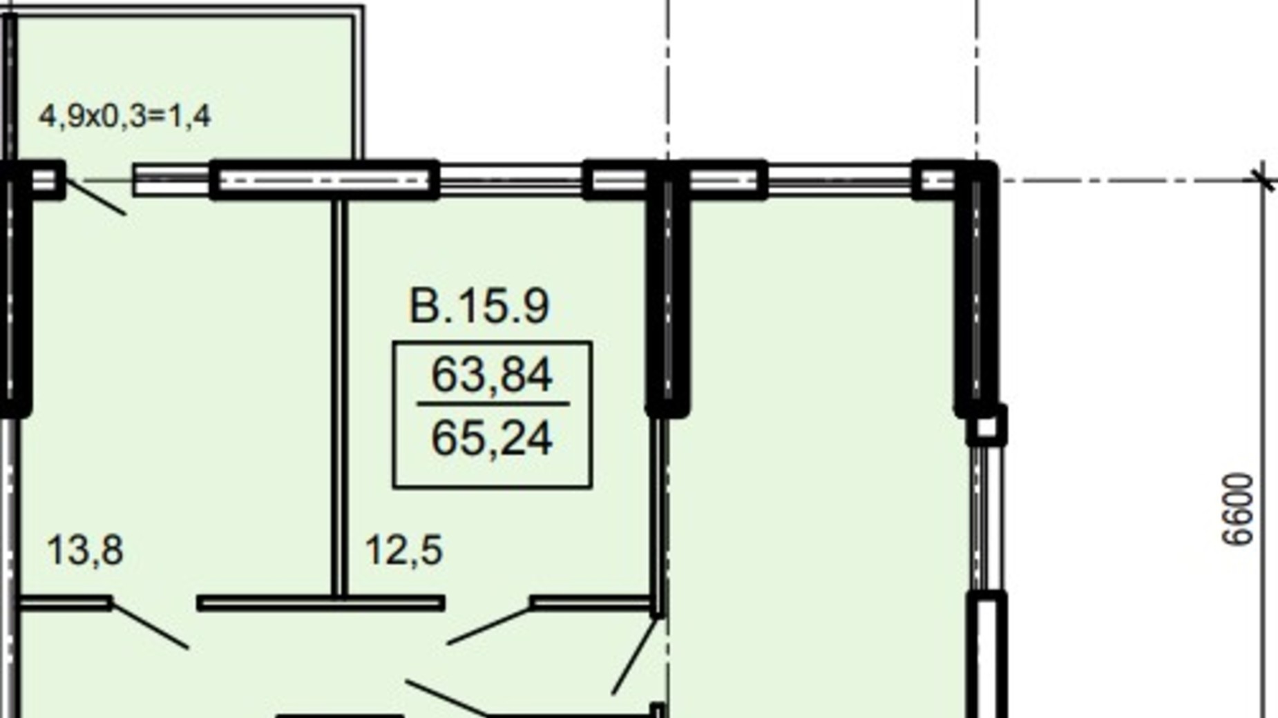 Планування 2-кімнатної квартири в ЖК Акрополь 65.24 м², фото 632683