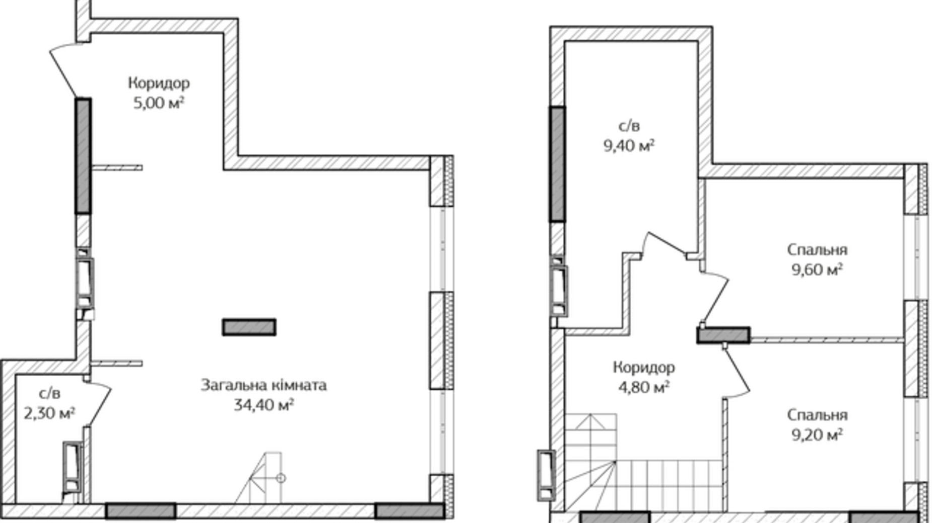 Планування багато­рівневої квартири в ЖК City Park 2 77.7 м², фото 633130