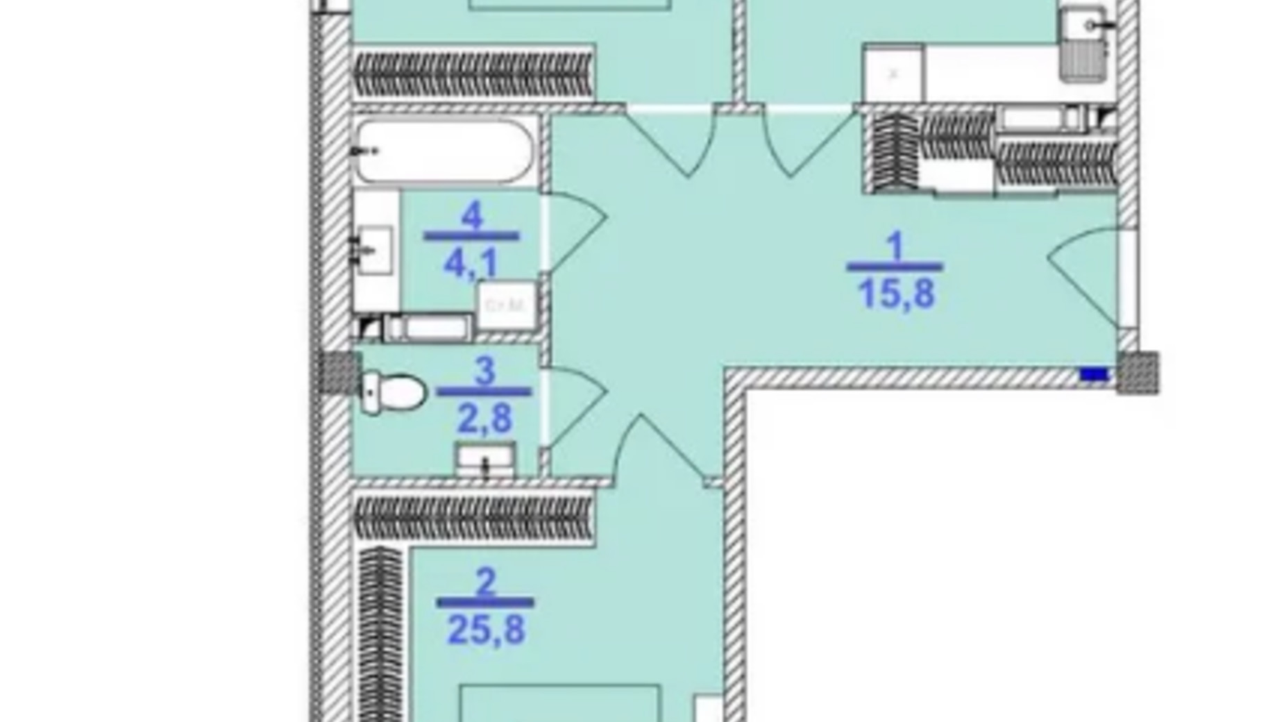 Планировка 2-комнатной квартиры в Клубный дом Barkey 95.6 м², фото 633187