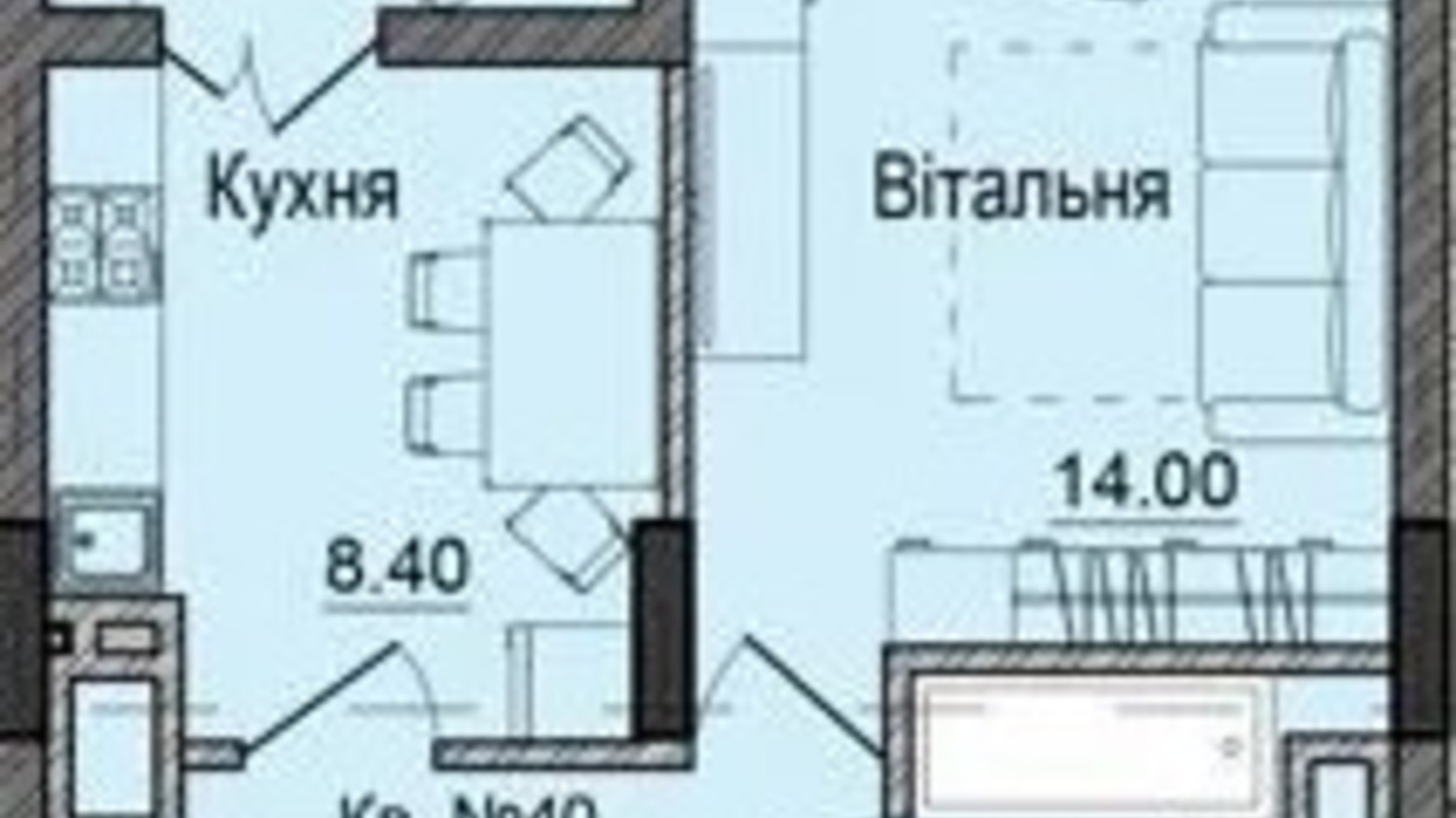 Планування 1-кімнатної квартири в ЖК Акварелі Проспекту 36.2 м², фото 633707