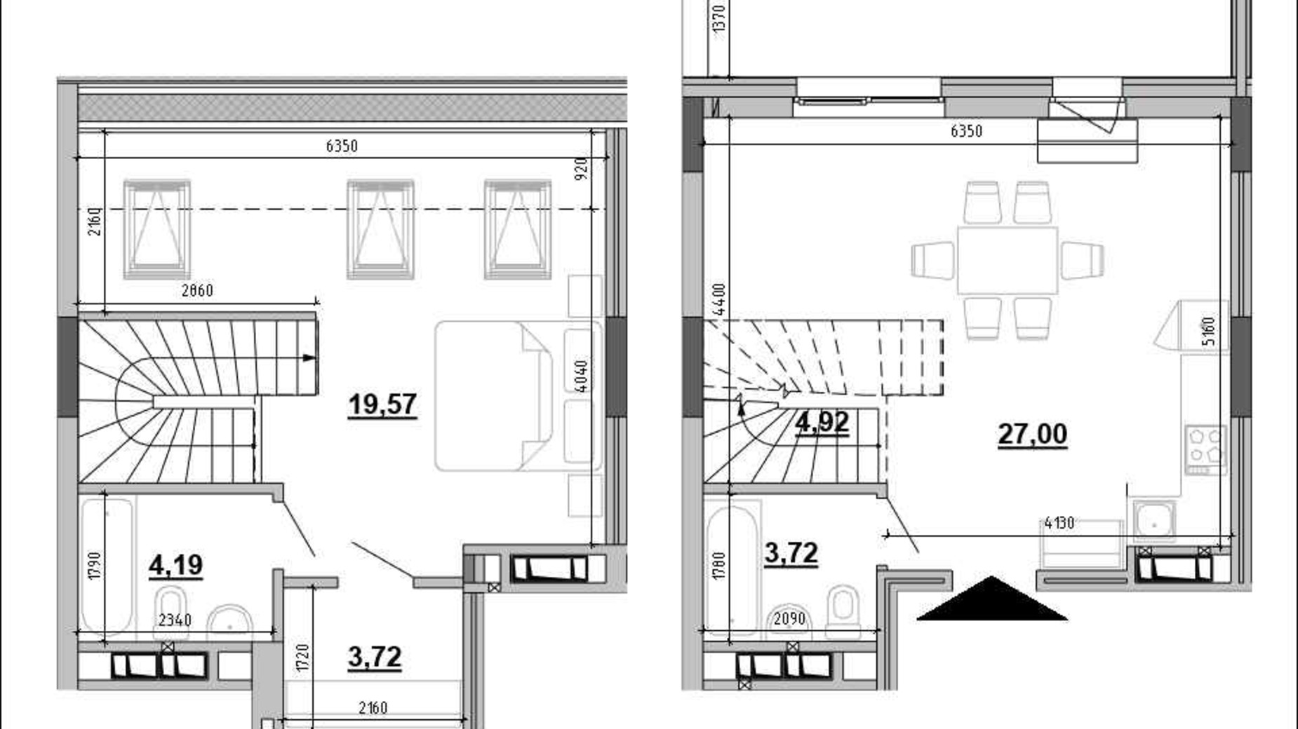 Планировка много­уровневой квартиры в ЖК Містечко Підзамче 65.76 м², фото 633720
