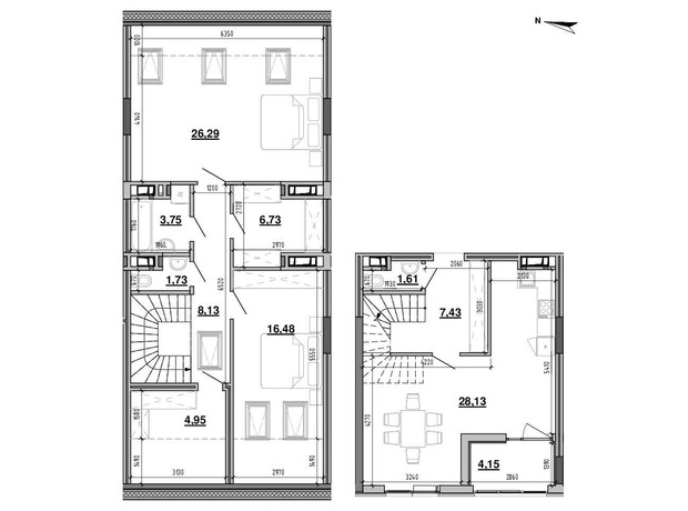 ЖК Містечко Підзамче: планировка 2-комнатной квартиры 110.68 м²