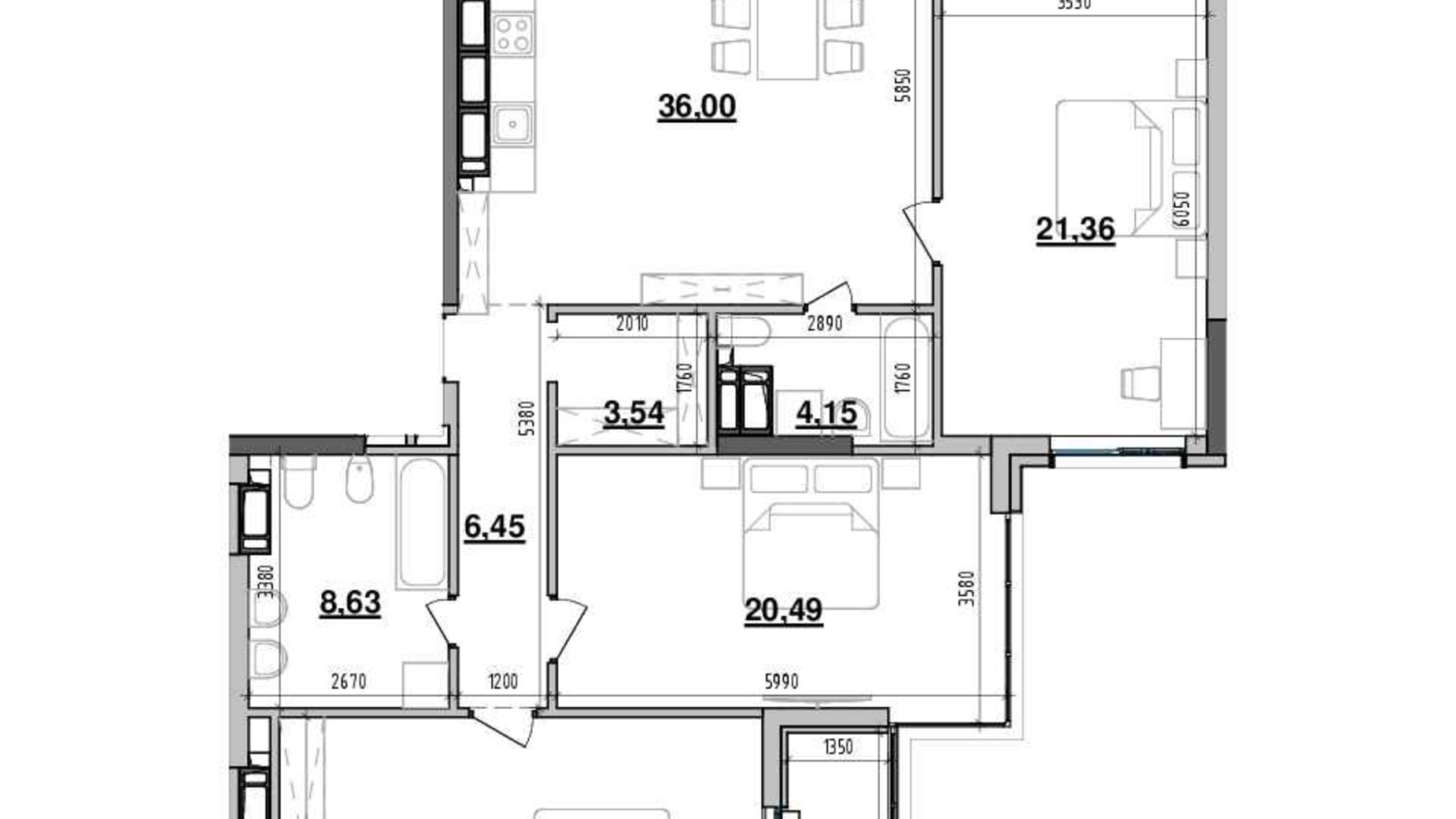 Планировка 3-комнатной квартиры в ЖК Maxima Residence 131 м², фото 633963