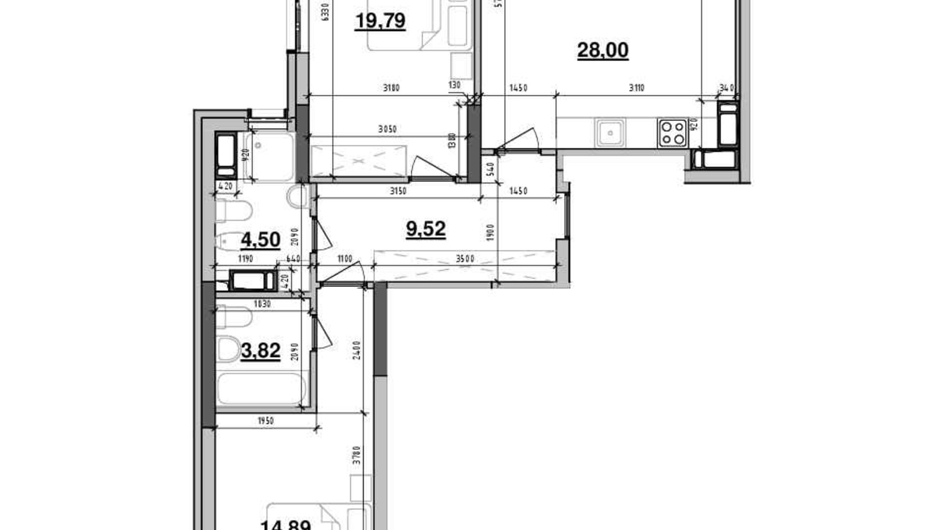 Планировка 2-комнатной квартиры в ЖК Maxima Residence 82.76 м², фото 633964