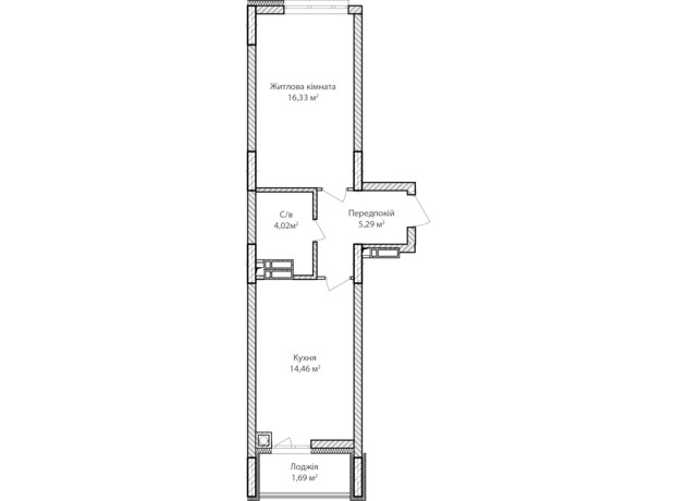 ЖК Синергия Сити: планировка 1-комнатной квартиры 41 м²