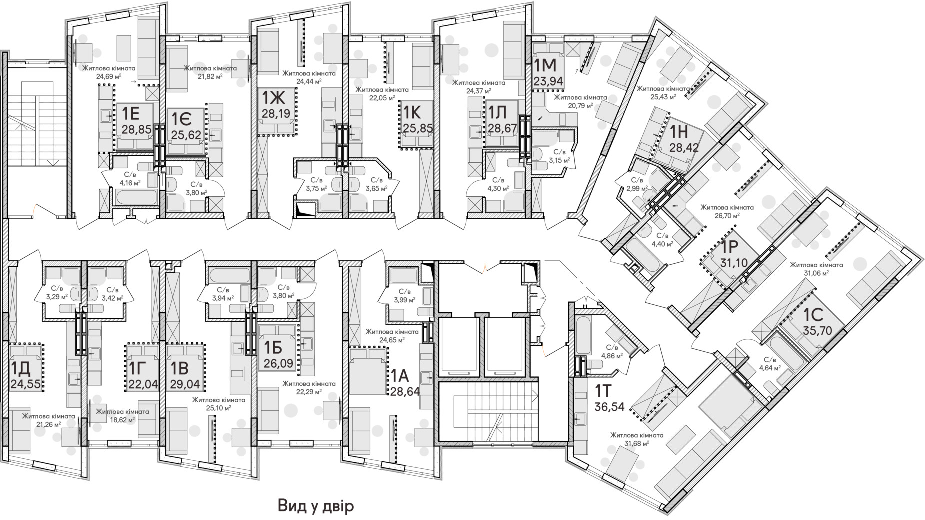 Планування 1-кімнатної квартири в ЖК Синергія Сіті 31 м², фото 634172
