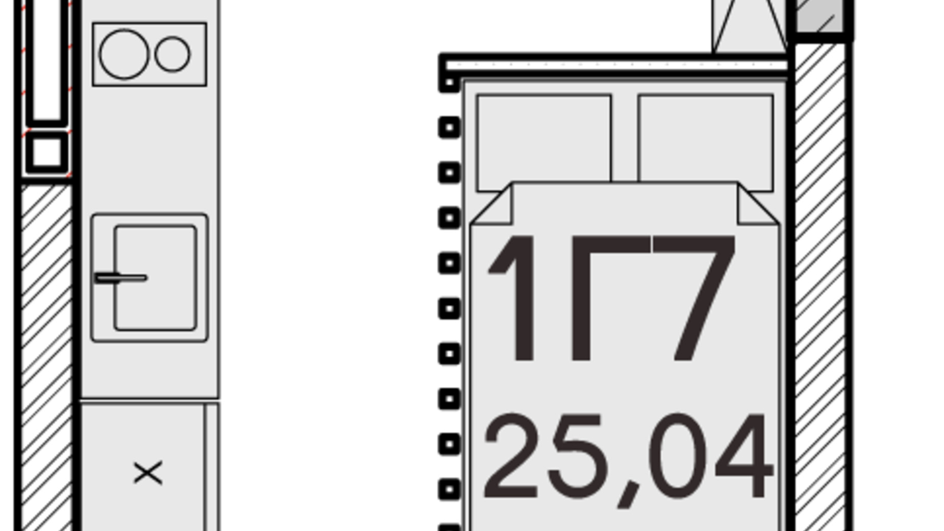 Планування 1-кімнатної квартири в ЖК Синергія Сіті 25 м², фото 634181