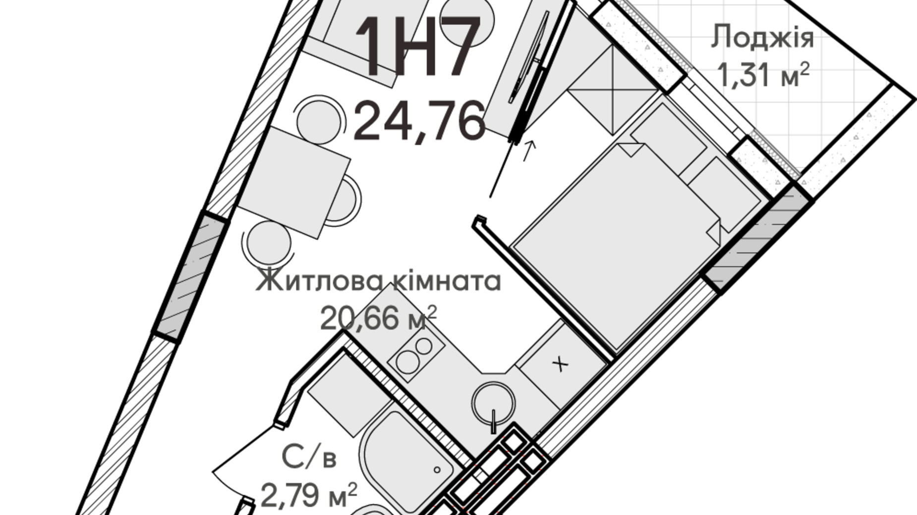 Планировка 1-комнатной квартиры в ЖК Синергия Сити 24 м², фото 634200