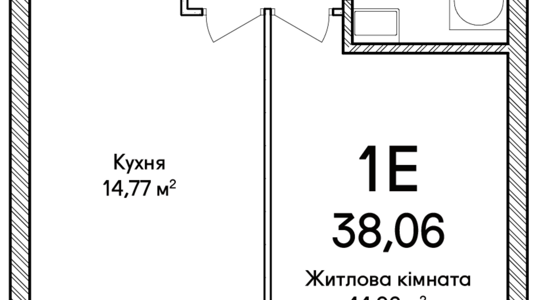 Планування 1-кімнатної квартири в ЖК Синергія Сіті 38 м², фото 634238