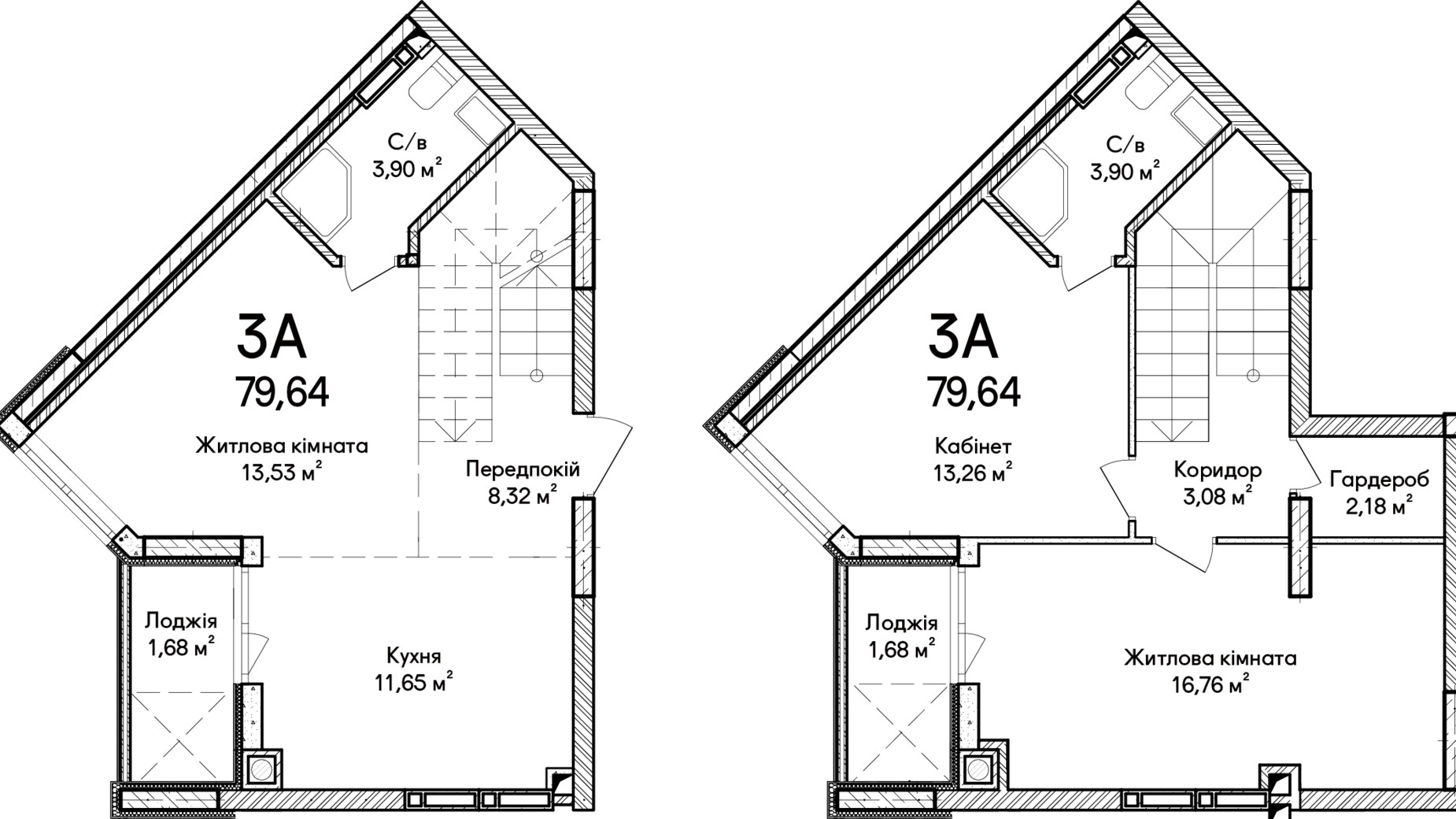 Планування багато­рівневої квартири в ЖК Синергія Сіті 79 м², фото 634240