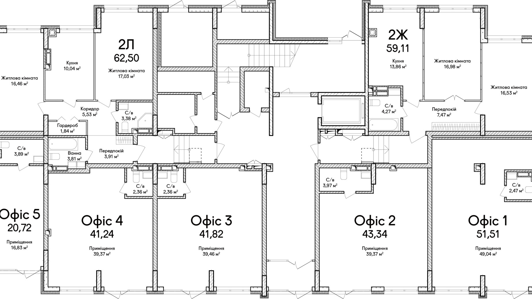 Планировка 2-комнатной квартиры в ЖК Синергия Сити 59 м², фото 634244