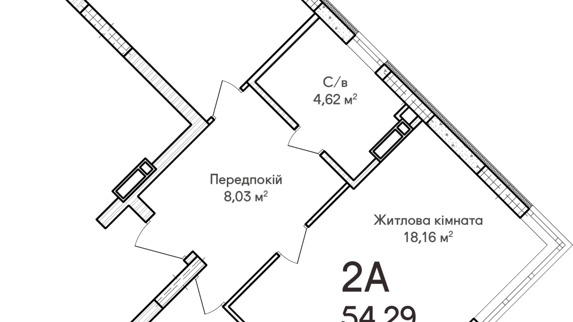 Планировка 2-комнатной квартиры в ЖК Синергия Сити 54 м², фото 634309