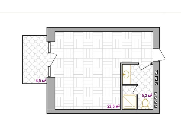 Апарт-комплекс Little Italy Apartments: планування 1-кімнатної квартири 30.2 м²