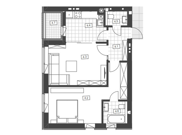 ЖК Святой Николай: планировка 2-комнатной квартиры 58.1 м²