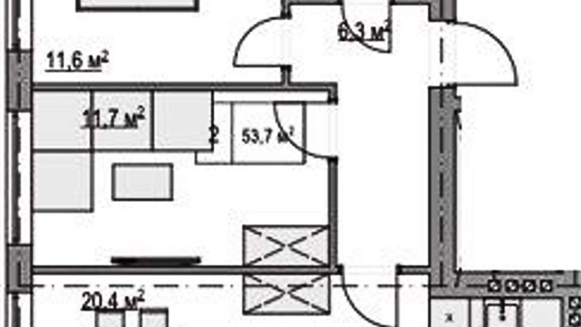 Планування 2-кімнатної квартири в Клубний будинок  Моя Баварія 53.7 м², фото 635177