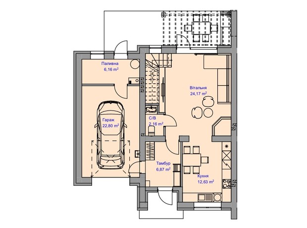 Таунхаус Пронятин: планування 3-кімнатної квартири 153 м²