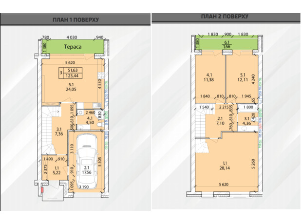 Таунхаус Eurovillage: планування 3-кімнатної квартири 132 м²