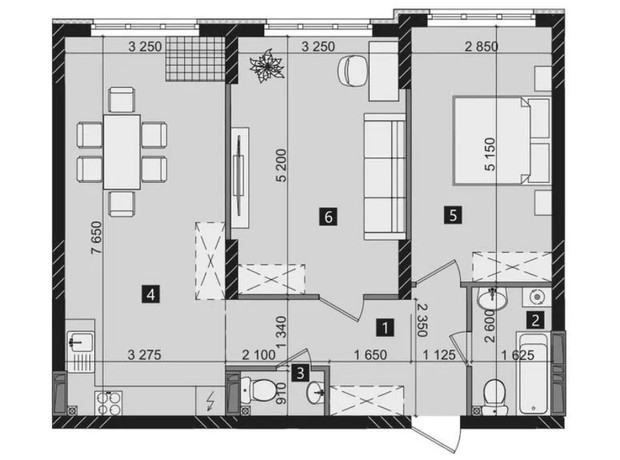 ЖК Liko-Grad Perfect Town: планировка 2-комнатной квартиры 71.03 м²