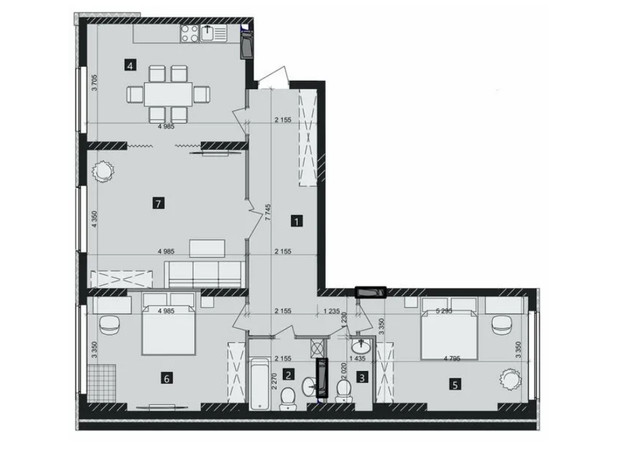 ЖК Liko-Grad Perfect Town: планування 3-кімнатної квартири 101.4 м²