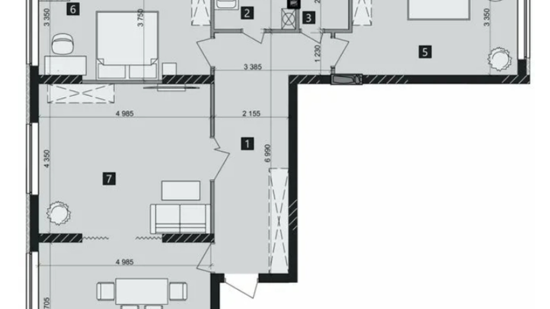 Планировка 3-комнатной квартиры в ЖК Liko-Grad Perfect Town 99.7 м², фото 637615