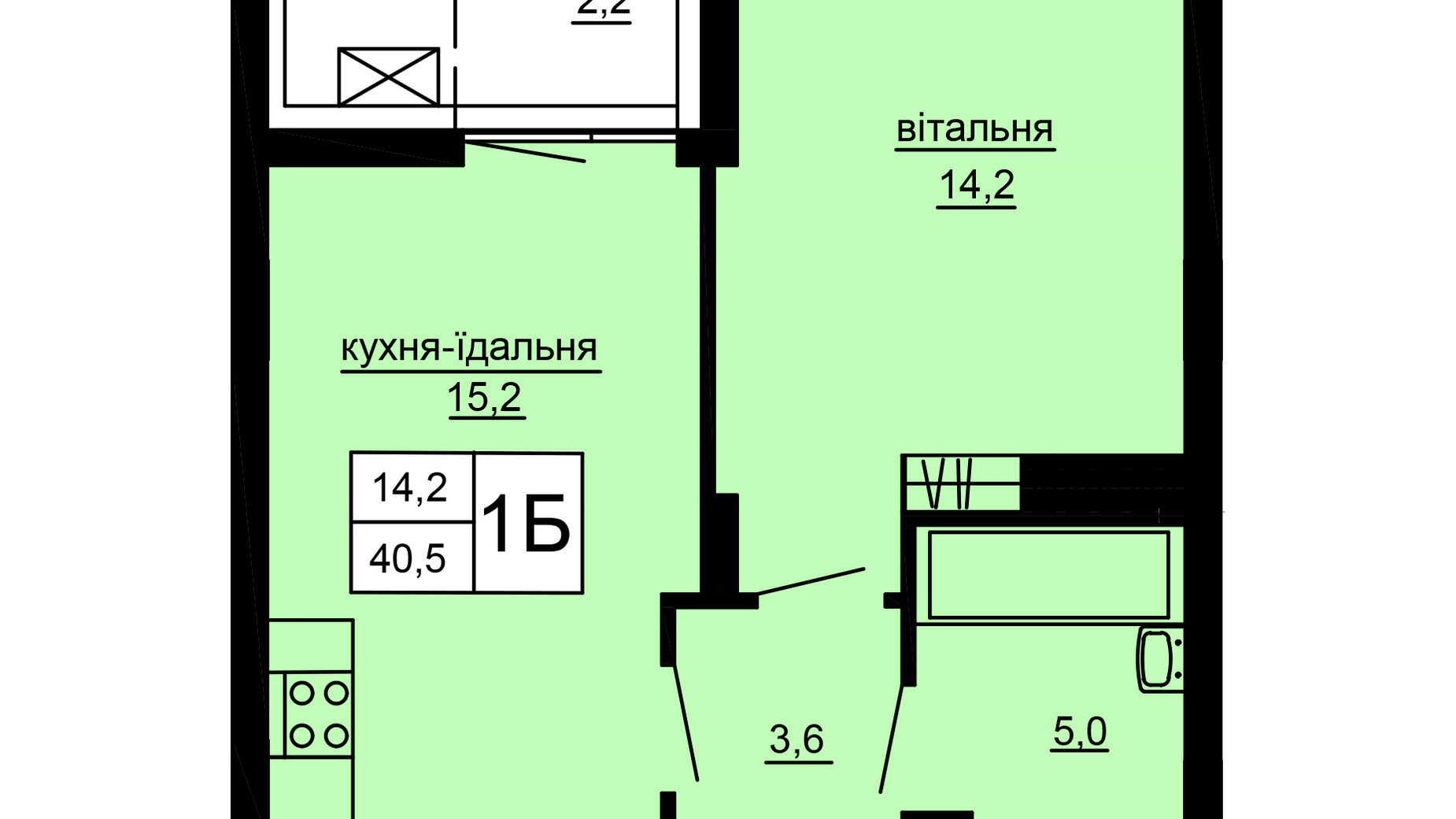 Планировка 1-комнатной квартиры в ЖК Варшавский deluxe 40.5 м², фото 637637