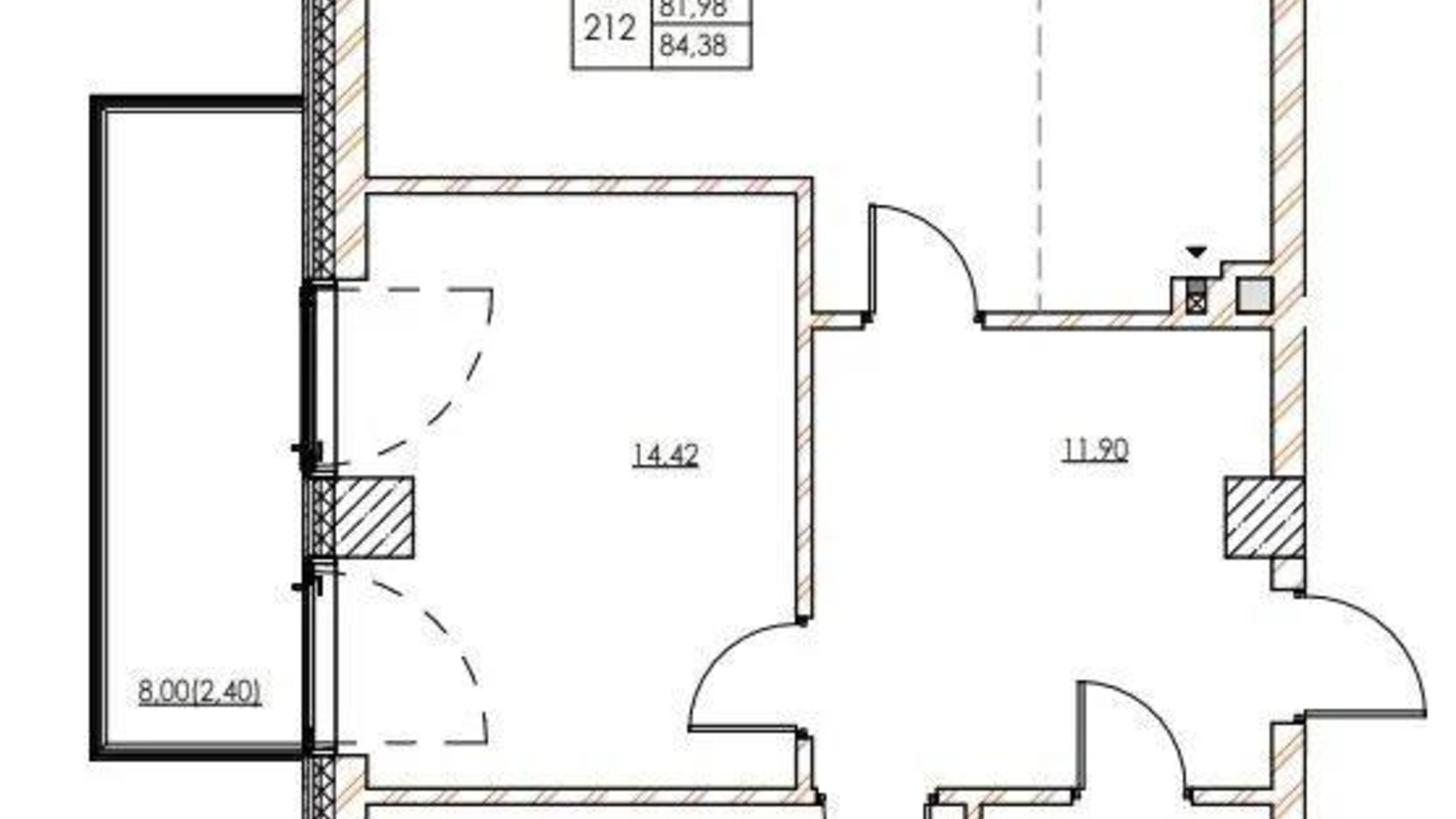 Планировка 3-комнатной квартиры в ЖК ул. Героев 72-й Бригады 84.38 м², фото 638684