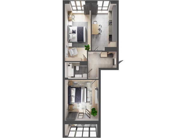 ЖК Кленовий Парк: планування 2-кімнатної квартири 62.16 м²