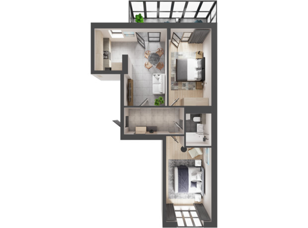 ЖК Кленовий Парк: планування 2-кімнатної квартири 64.54 м²