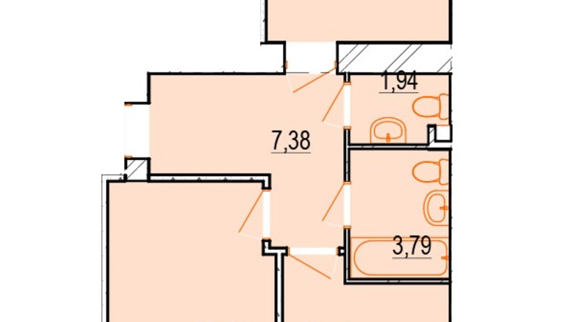 Планировка 2-комнатной квартиры в ЖК Старогородский 64.65 м², фото 638849