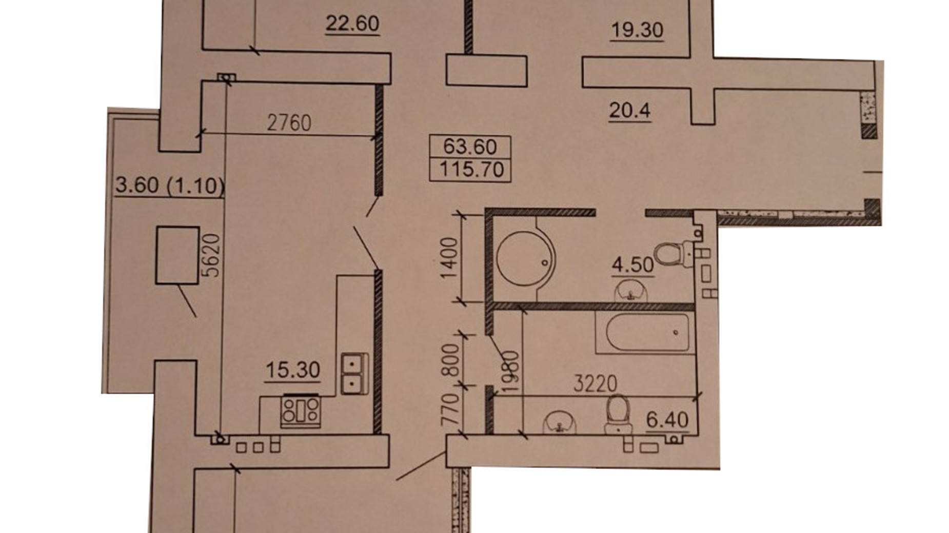 Планировка 3-комнатной квартиры в ЖК Виндзор 115 м², фото 638952
