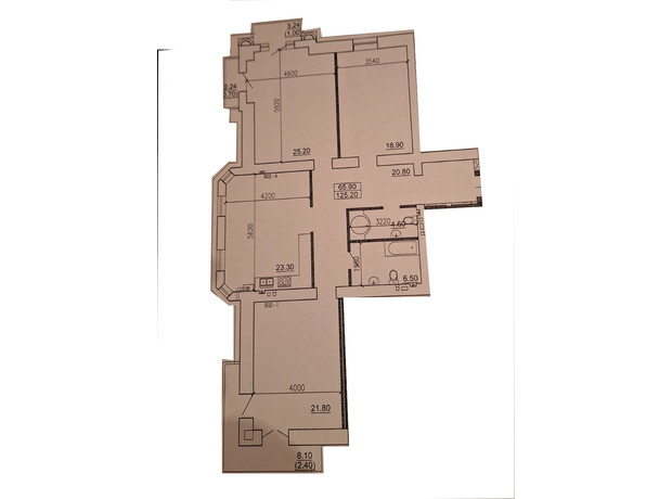 ЖК Виндзор: планировка 3-комнатной квартиры 126 м²